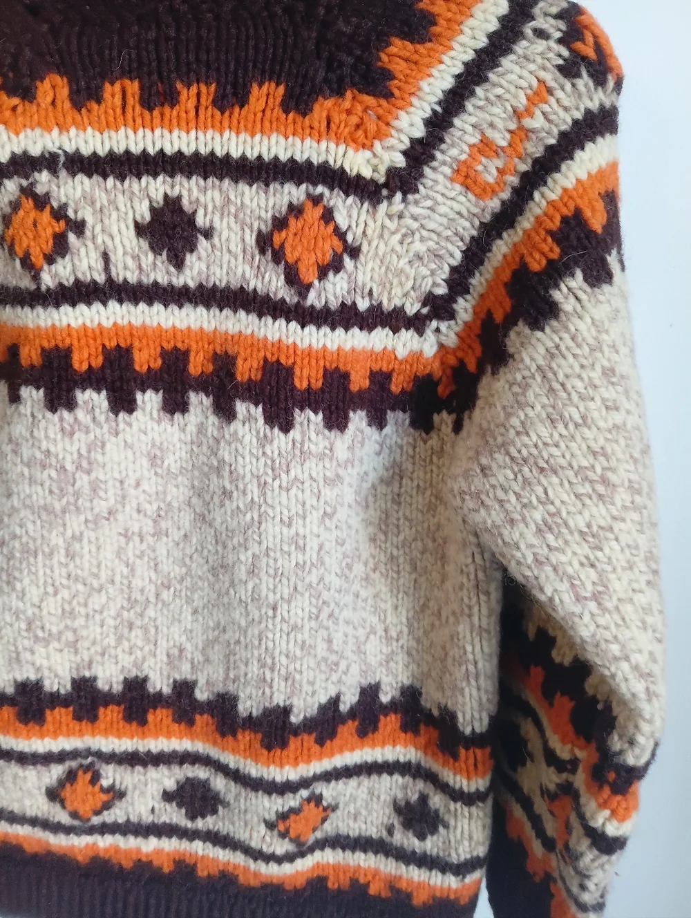 Vintage 50's 60's Handmade Cowichan Style Curling Sweater Small Boho Cottagecore - Picture 15 of 17